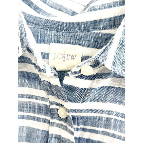 Perfect J. Crew Summer Striped Blue & White Lightweight Cotton Button-Up XS EUC - Picture 8 of 9